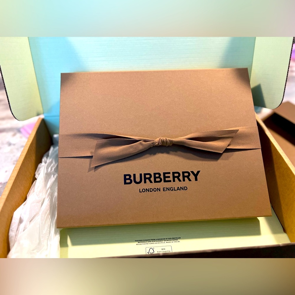 Empty Burberry box with shipping box and all accessories